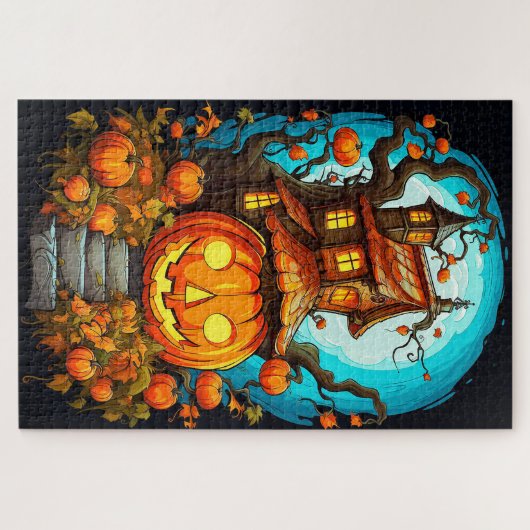 Spuk Treehouse | Frohe Halloween Puzzle (Horizontal)