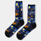 Spuk Van Gogh Scene - Gothic Starry Halloween N Socken (Linkes Detail)