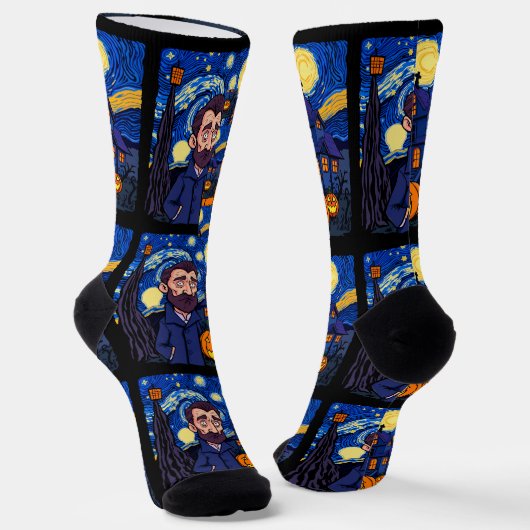 Spuk Van Gogh Scene - Gothic Starry Halloween N Socken (Gewinkelt)