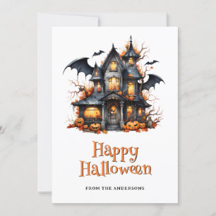 Spuk Victoria House Bats Ghost Halloween Card Feiertagskarte