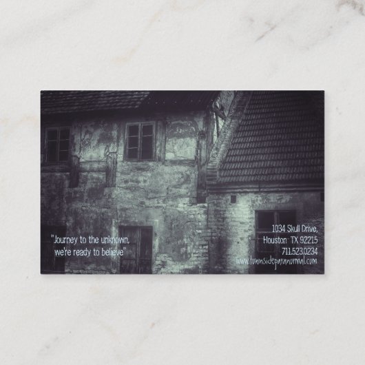 Spuk Visitenkarte für paranormale Ermittler (Rückseite)