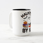 Spuk von 67 - Funny Boo Ghost Pumpkin Halloween Zweifarbige Tasse (Vorderseite Links)