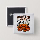 Spuk von 67 Funny Ghost und KürbisHalloween Button (Vorne & Hinten)
