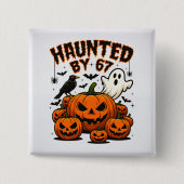 Spuk von 67 Funny Ghost und KürbisHalloween Button (Vorderseite)