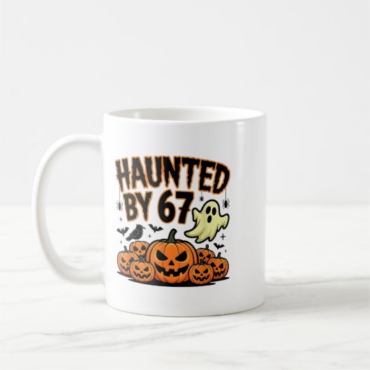 Spuk von 67 - Witziges Geist und KürbisHalloween Kaffeetasse (Links)