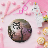 Spuk Wald mit Fledermaus-Cartoon Pappteller (Party)