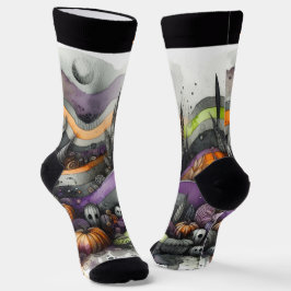 Spuk Wald mit Halloween-Jack-o'-Laterne Socken