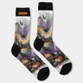 Spuk Wald mit Halloween-Jack-o'-Laterne Socken (Rechts)