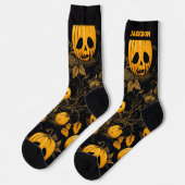 Spuk Wald mit Halloween-Jack-o'-Laterne Socken (Linkes Detail)