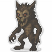 Spuk Werwolf-Monster-Pixelart-Aufkleber 6x6 Aufkleber (Vorderseite)