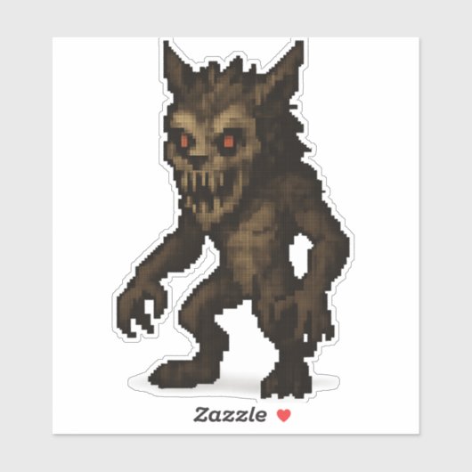 Spuk Werwolf-Monster-Pixelart-Aufkleber 6x6 Aufkleber (Blatt)