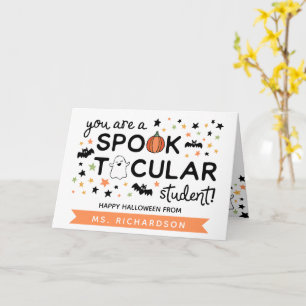 Spukartiger Schüler Frohes Halloween vom Lehrer Karte