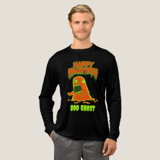 Spukender Geist Boo Halloween Gruselig Grün Orange Tri-Blend Shirt