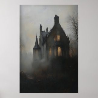 Spukendes gotisches Herrenhaus Kunst-Druck Dark Ac Poster