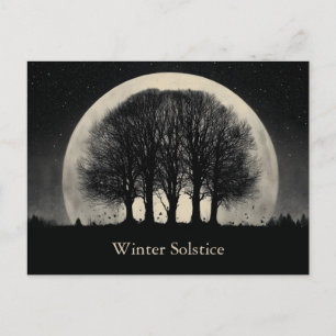 Spukhaft schöne Silhouette kahler Bäume Postkarte