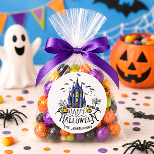 Spukhaus Frohes Halloween Süßigkeiten Geschenk Runder Aufkleber