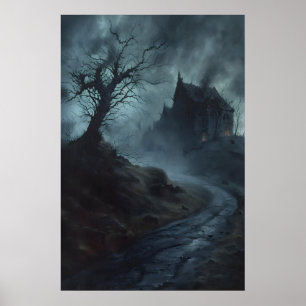 Spukhaus Gothic Dark Art Druck, Dunkel Poster