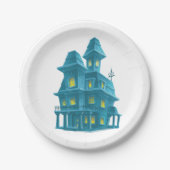 Spukhaus Gruseliges Halloween-Geisterhaus Pappteller (Vorderseite)