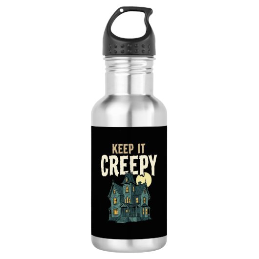Spukhaus Halloween-Design_1 Edelstahlflasche (Vorderseite)