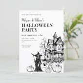 Spukhaus Halloween Einladung (Stehend Vorderseite)