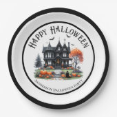 Spukhaus Halloween Pappteller (Vorderseite)