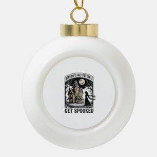Spukhaus Halloween Vintage Gravur Horror S Keramik Kugel-Ornament