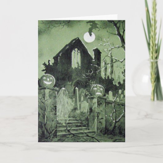 Spukhaus Jack O' Lantern Geisterfledermaus Karte (Vorderseite)