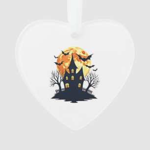 Spukhaus mit Fledermäusen � Gruseliges Halloween-S Ornament