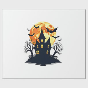 Spukhaus mit Fledermäusen � Gruseliges Halloween-T Geschenkpapier