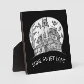 Spukhaus und Fledermäuse Halloween Fotoplatte (Vorderseite)