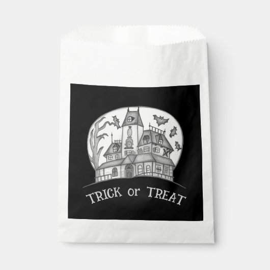 Spukhaus und Fledermäuse Halloween Geschenktütchen (Vorderseite)