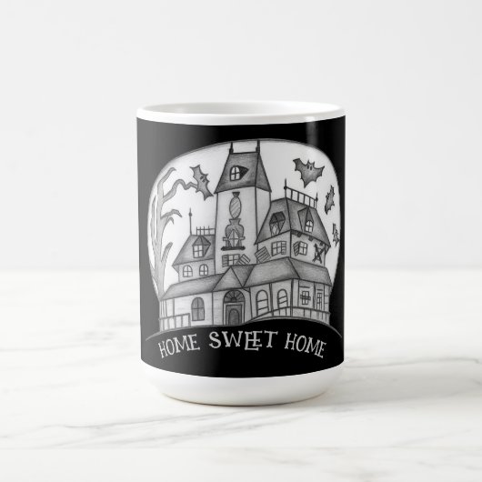 Spukhaus und Fledermäuse Halloween Kaffeetasse (Mittel)