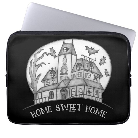 Spukhaus und Fledermäuse Halloween Laptopschutzhülle (Vorderseite)