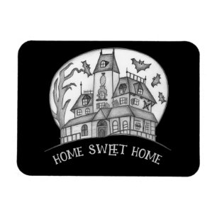 Spukhaus und Fledermäuse Halloween Magnet