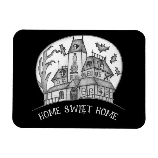 Spukhaus und Fledermäuse Halloween Magnet (Horizontal)