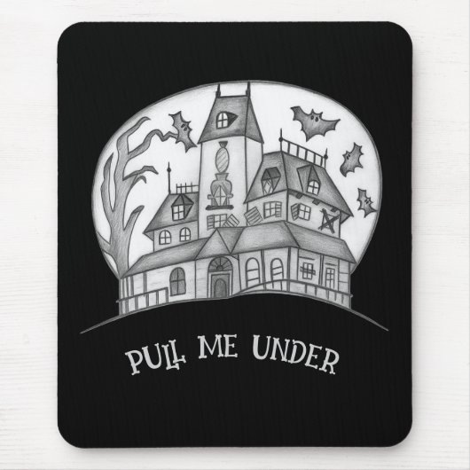 Spukhaus und Fledermäuse Halloween Mousepad (Vorne)