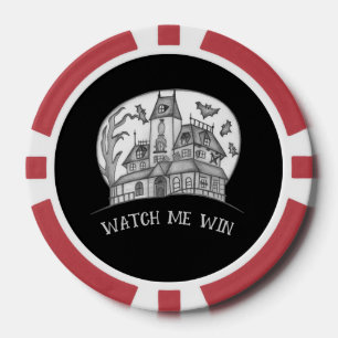 Spukhaus und Fledermäuse Halloween Pokerchips