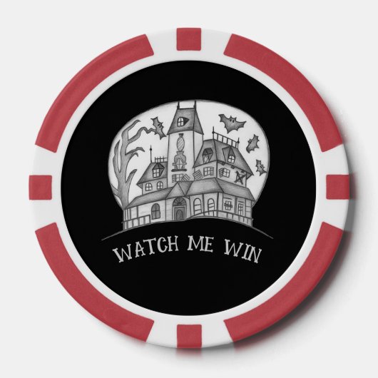 Spukhaus und Fledermäuse Halloween Pokerchips (Vorderseite)