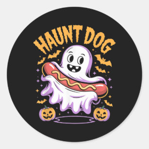 Spukhund Lustiger Geist Hotdog Halloween Runder Aufkleber