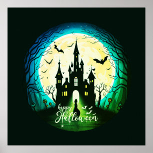 Spukschloss Frohes Halloween Gruselig Poster
