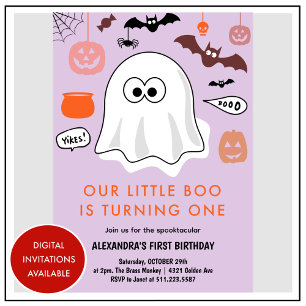 Spuktastisch Süßer Geist Halloween 1. Geburtstag Einladung