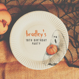 Spuktastische Party Halloween-Geisterjunge Geburts Pappteller