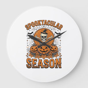 Spuktastische Saison Vintage Halloween Schädel Kür Große Wanduhr