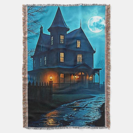 Spukvilla Blaulicht Nacht Design Decke (Vorderseite Vertikal)