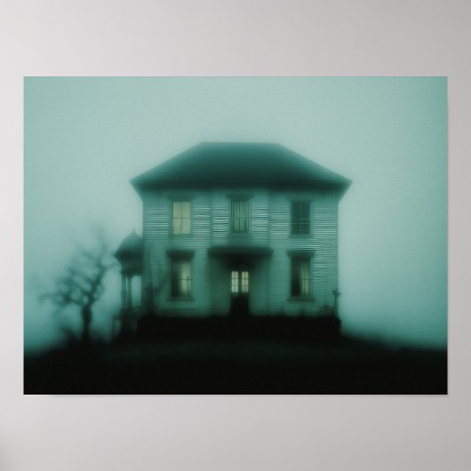 Spukvilla im viktorianischen Stil - Nebeliger atmo Poster (Vorne)