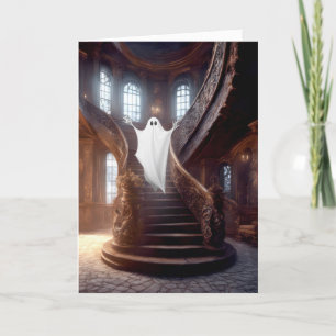 Spukvilla mit Treppe Feiertagskarte