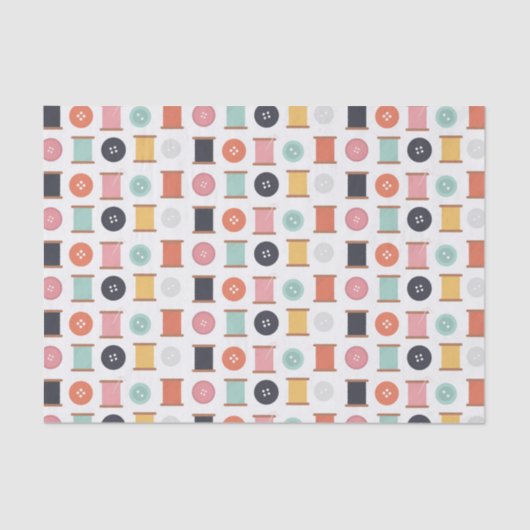 Spulen des Fadens und des nähenden Knopf-Musters Seidenpapier (Vorderseite)