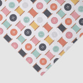 Spulen des Fadens und des nähenden Knopf-Musters Seidenpapier (Ausschnitt)