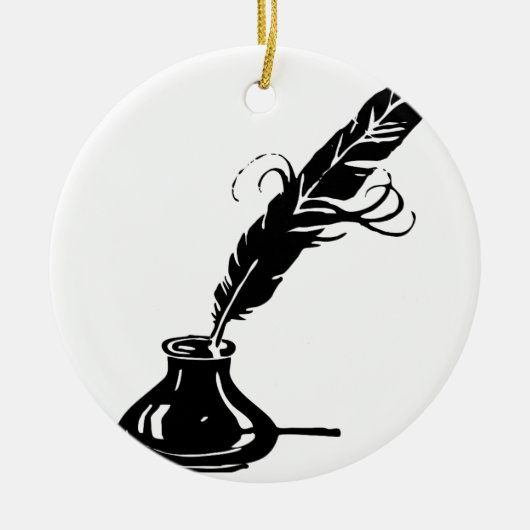 Spulen-und Tinten-Flasche Keramikornament (Vorne)