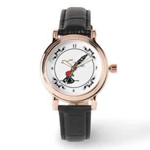 Spulen-und Tinten-Rosen-Quadrat-Gesichts-Uhr für Armbanduhr